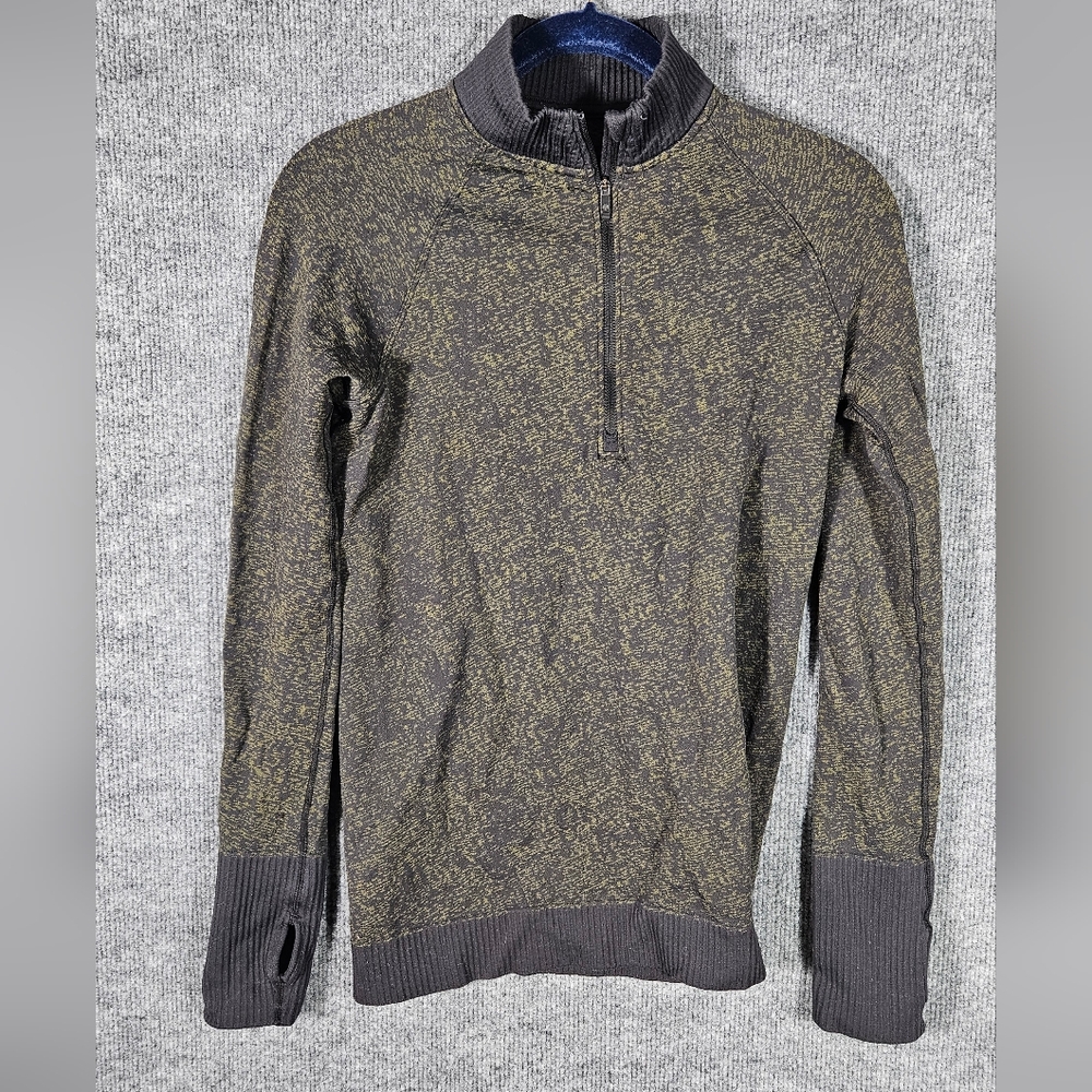 Lululemon 6 Rest Less 1/2 Zip Pullover Armory Fatigue Green Black EUC! Gorgeous!